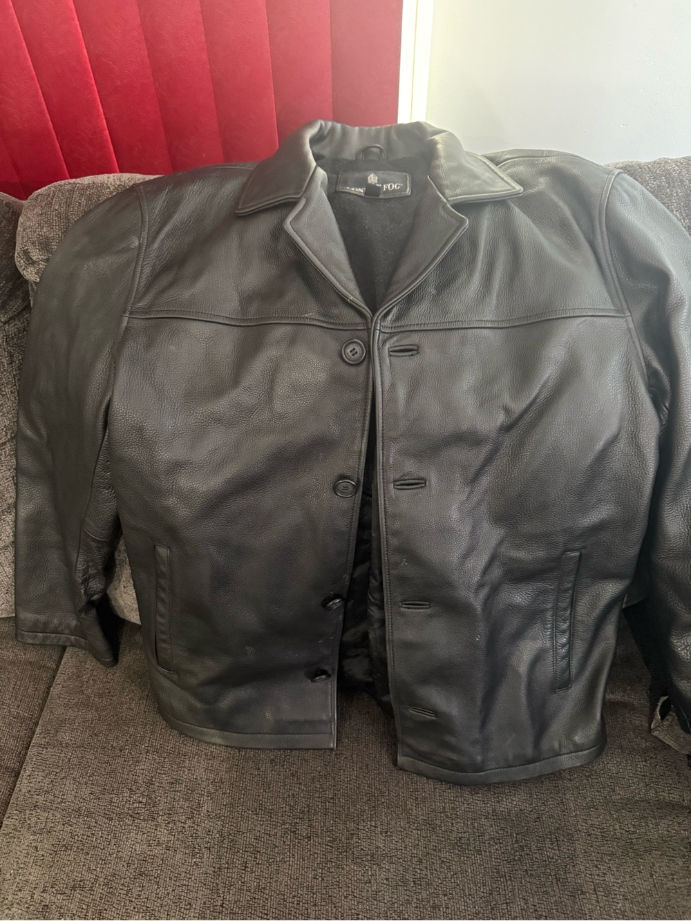 London Fog Men’s  Black Leather Button-Up  Jacket Size Medium